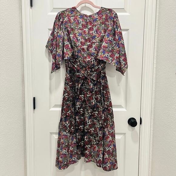 Boohoo | Mixed Floral Paneled Midi Dress Size 14 Wedding Guest Patchwork Ditsy - Picture 10 of 14